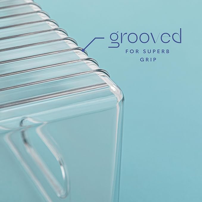2 Pack Clear Plastic Organizer Bins with Handles for Home Organization. Storage Containers for Organizing Fridge, Freezer, Cabinet. Pantry, Great for Kitchen, Garage, Laundry Room. 10"x8"x5"