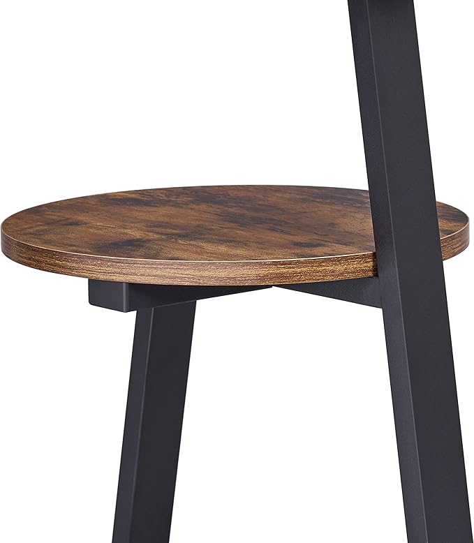 BEWISHOME Round End Table Side Table with Metal Frame, Accent Nightstand Bedside Table with 3-Tier Shelves, Small Couch Coffee Table for Living Room Bedroom Rustic Brown KTZ41Z-NeatNest