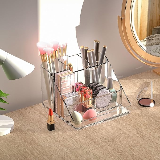 Ettori APLOP Makeup Organizer Tray, 6-Compartment Vanity Makeup Organizer for Jewelry, Hair Accessories, Bathroom Counter or Dresser-NeatNest