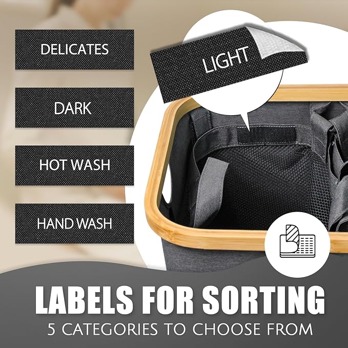 Hampers for Laundry Basket with Lid, 160L Extra Large 3 Section Clothes Divided Organizer for Bedroom, Laundry Room,Dirty Clothing Hamper, Grey-NeatNest