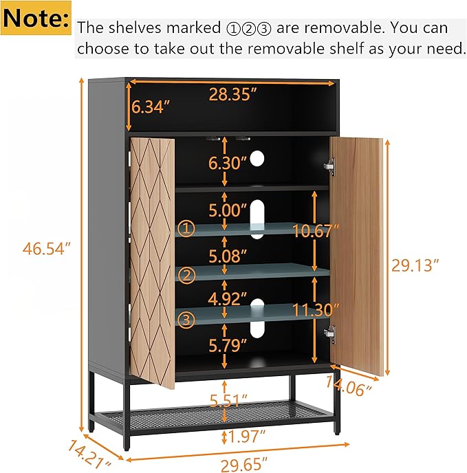 Shoe Organizer with Doors, Shoe Storage Cabinet with Adjustable Shelves for Entryway, 7-Tier Entryway Shoe Rack Storage for Hallway, Closet, Living Room-NeatNest