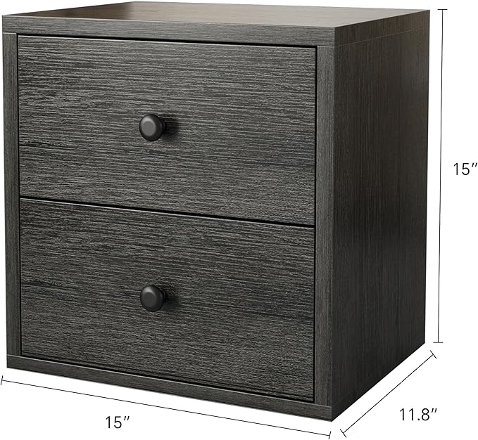 FUSUNBAO Magic DIY Cube Storage Organizer Stackable Cubes for Home Books Clothes Toy-Modular Cubby Storage System-Office Cubical-Bookcase Closet (French Oak,Drawer Cube)-NeatNest