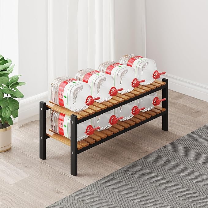 Bamboo Shoe Rack Organizer for Closet and Entryway - Space-Saving Narrow Shoe Stand - Versatile Shoe Holder for Door or Closet Shelf, Garage Bedroom can Freely Stack DIY Small Shoe Racks 3 Tier-NeatNest