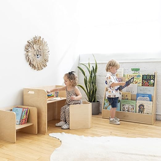 ECR4Kids Bentwood Multipurpose Table and Chair Set, Kids Furniture, Natural, 3-Piece