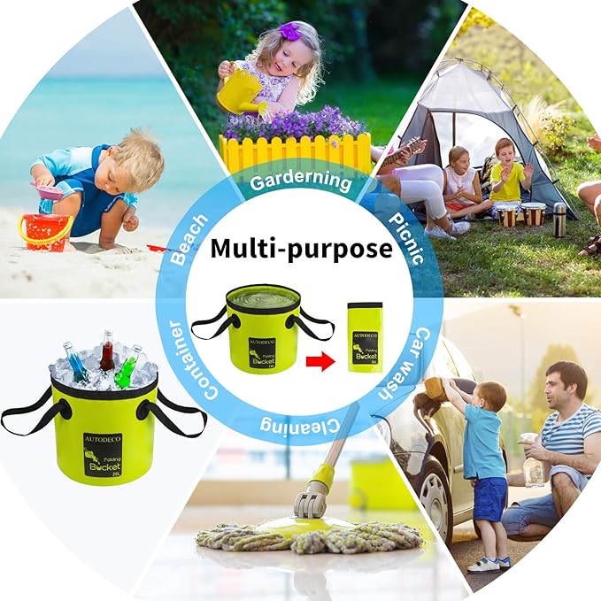 AUTODECO Collapsible Bucket 5 Gallon Container Folding Water Bucket Portable Wash Basin 20L-NeatNest