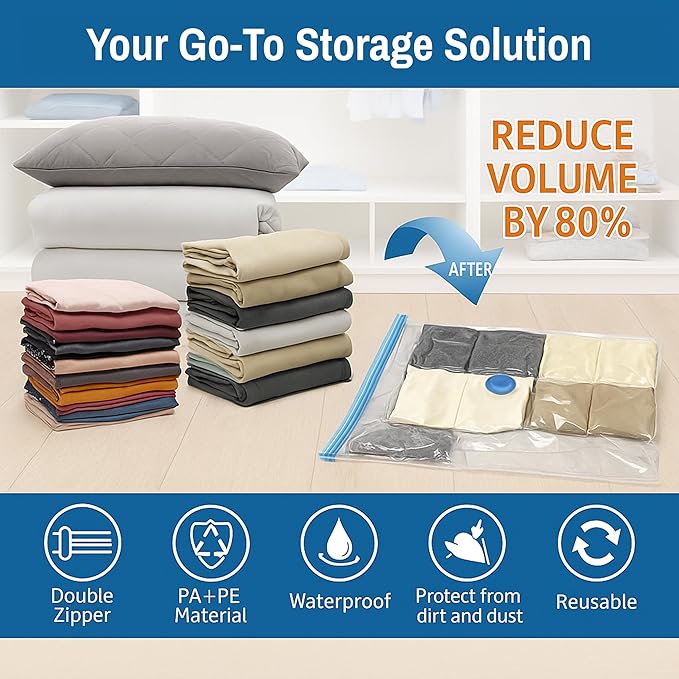 Spacesaver Hanging Vacuum Storage Bags (Pack of 4) - Vacuum Sealer Bags, Closet Organizer, Sealed Storage, Space Bag - Blanket, Bedding, Garment, Clothing, Dress, Suit, Long Coat, Jacket
