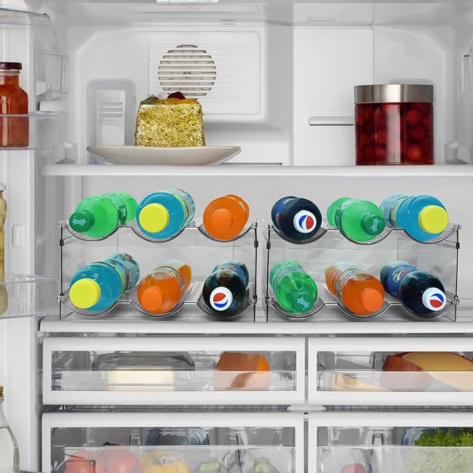 4 Pack Water Bottle Organizer, Stackable Kitchen Pantry Organization and Storage Shelf, Plastic Bottle Holder for Fridge Kitchen Cabinet Organizer and Storage, Tumbler Mug Cup Organizer-NeatNest