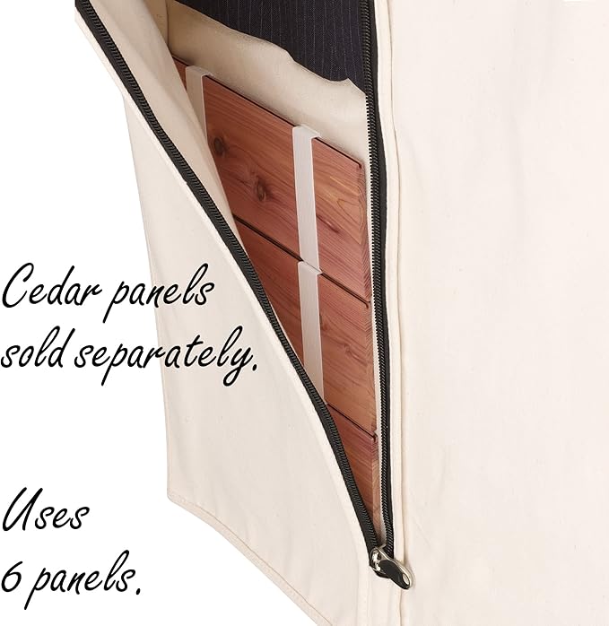 Household Essentials 3392-1 Cedarline Collection Hanging Garment Bag | Dress and Suit Protector | Natural Cotton Canvas,Off-White-NeatNest