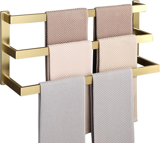 Alise Bath 3 Towel Bars Towel Racks for Bathroom Lavatory Wall Mount,Towel Hanger SUS304 Stainless Steel Towel Holder Towel Rail 23.2 Inch,Brushed Gold Finish