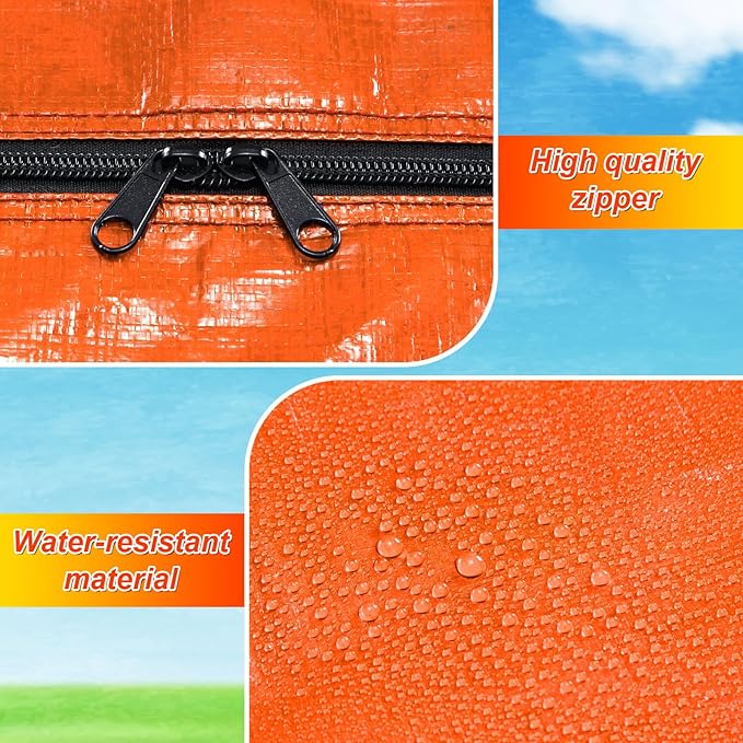 2 Pcs 66 Gallon Extra Large Moving Bags Storage Bags with Zipper and Handles Heavy Duty Duffle Bag Foldable Tote Bag for College Dorm Travel Clothes Blankets Bedding Moving(Orange)