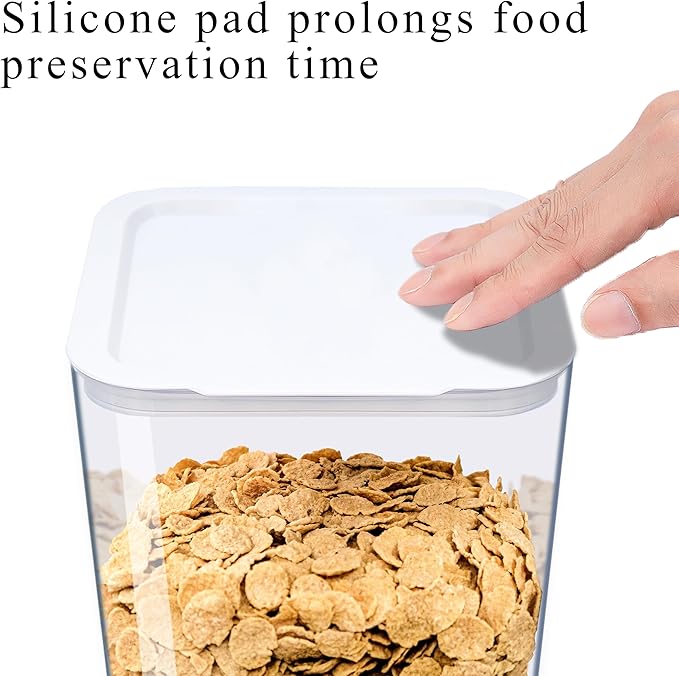 Cereal Dispenser Countertop, 5L Cereal Containers Storage Dispenser for Pantry, Large Dry Food Cereal Dispenser, Not Easy to Crush Cereal, Can Hold Oatmeal, Candy, Snack, Grain, Pet Food (White, 1Pc)-NeatNest