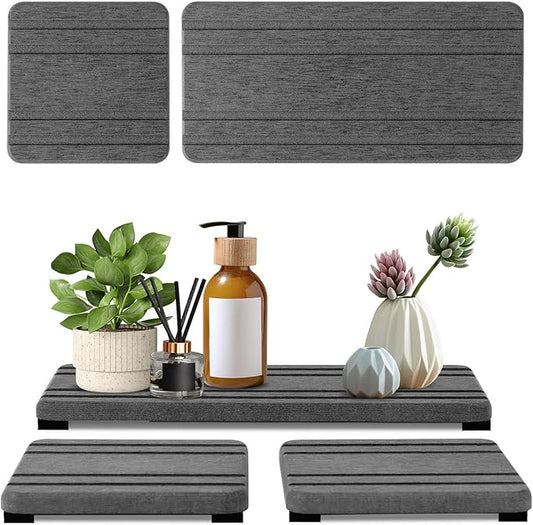 3PCS Water Absorbing Stone Tray, DryingNeat Diatomite Stone Sink Tray, Instant Dry Sink Coasters, Kitchen Sponge Hand Soap Holder, Countertop Fast Drying Counter Trays,8 * 4inch and 4 * 4inch-NeatNest