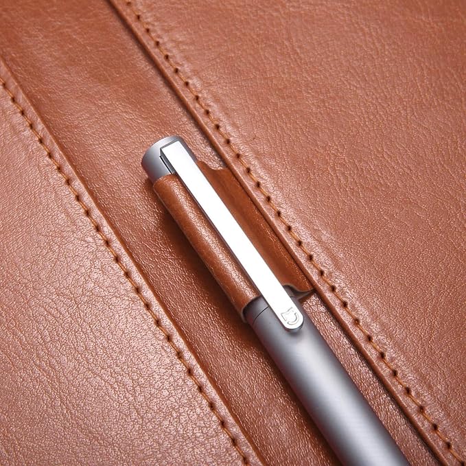 Clipboard Folder Padfolio, Mymazn Writing Portfolio Faux Leather Clipboards with Cover for Legal Pad Holder Letter Size A4 8.5 x 11 for Business Conference Notepad Clip Boards Brown-NeatNest