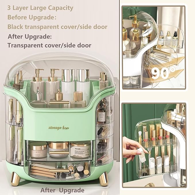Upgrade Large Makeup Organizer Countertop Vanity Case Skin Care Cosmetic Storage Box Bathroom Counter Perfume Skincare Organizers Make Up Caddy Gift for Women Girls Clear Design Easy Visibility