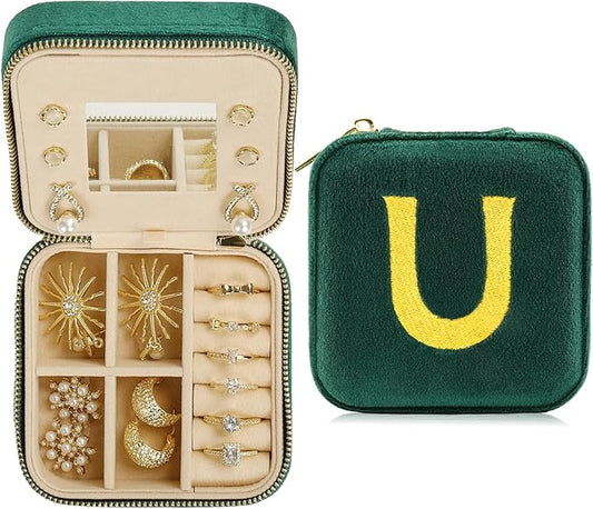 Jenria Mothers Day Gifts for Mon, Travel Jewelry Case for Women, Jewelry Organizer, Jewelry Box, Unique Gifts, Personalized Gifts for Her, Birthday Gifts for Mom, Teen Girl, Girlfriend, Green, U-NeatNest