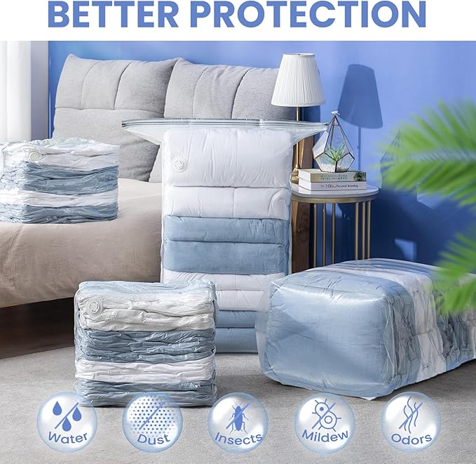 6 Pack Vacuum Storage Bags, Jumbo Cube 31x40x15 Inch, Extra Large Vacuum Seal Bgas for Comforters, Blankets, Pillow, Quilts, Space Saver Clost Oragnization-Clear-NeatNest