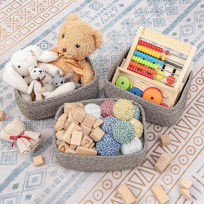 CubesLand Woven Basket for Organizing/Storage,Cube Shelf Closet Storage Baskets Bins,Long-lasting &Skin-friendly Toy Storage Basket,Stylish Room Decor Basket,Rope Basket,Mixed Brown Basket for Shelves-NeatNest
