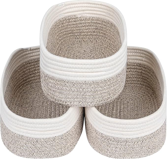 CubesLand Baskets for Shelves Storage,Cube Shelf Closet Storage Bins Set 3,Long-lasting &Skin-friendly Toy Basket Bin,Stylish Room Decor Basket,Woven Off White/Light Brown-NeatNest