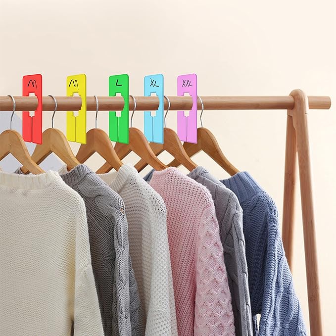 30 PCS Closet Rack Dividers, 6 Colors Rectangular Clothing Hanger Dividers with a Bonus Marker, Writable & Reusable for Sorting Clothes Size, Color Brand-NeatNest