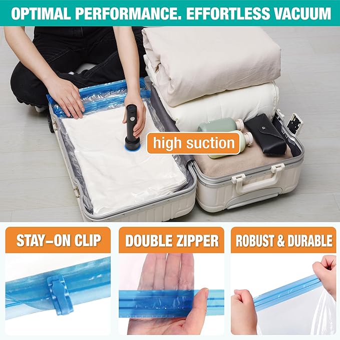 Vacuum Storage Bags with Electric Pump, 25 Pack Space Saver Bags Vacuum Seal Bags with Pump, Vacuum Sealer Bags for Clothes, Comforters, Blankets, Bedding-NeatNest