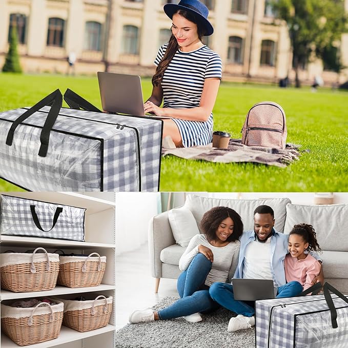 Clear Storage Bags with Zipper, 2 Pack Large Moving Bags Heavy Duty Extra Large, Plastic Storage Totes for Clothes, College dorm Packing Bag with Strong Handles-NeatNest