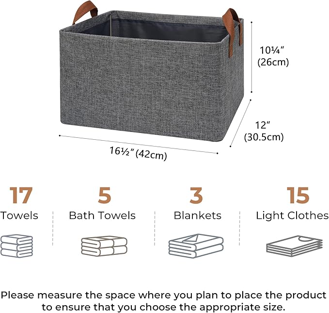 GRANNY SAYS Storage Baskets for Shelves, Closet Organizer Bins, Clothes Storage Bins with Metal Frame, Extra Large Baskets for Organizing and Storage, Collapsible, Dark Gray, 2-Pack-NeatNest