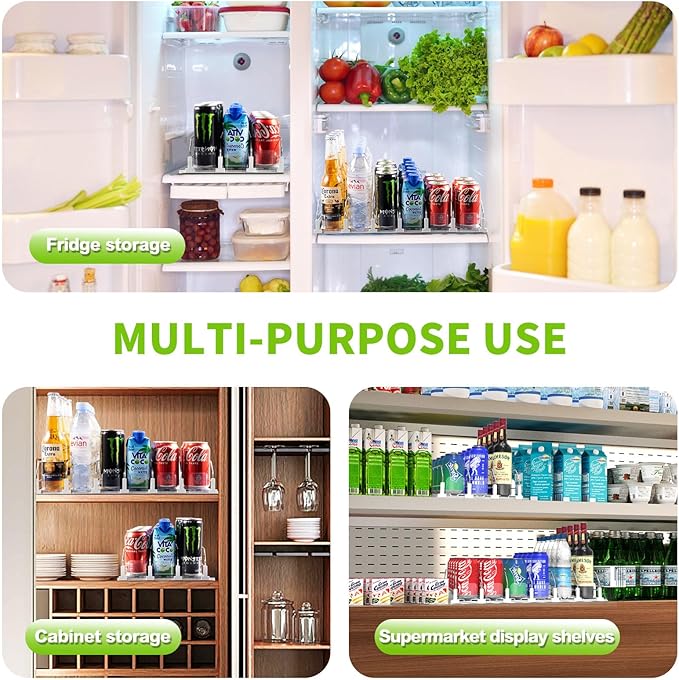 Coanto Drink Organizer for Fridge, Soda Can Dispenser for Refrigerator, Automatic Self-Pushing Fridge Drink Dispenser Holds up to 30 Cans, 6 Row-NeatNest