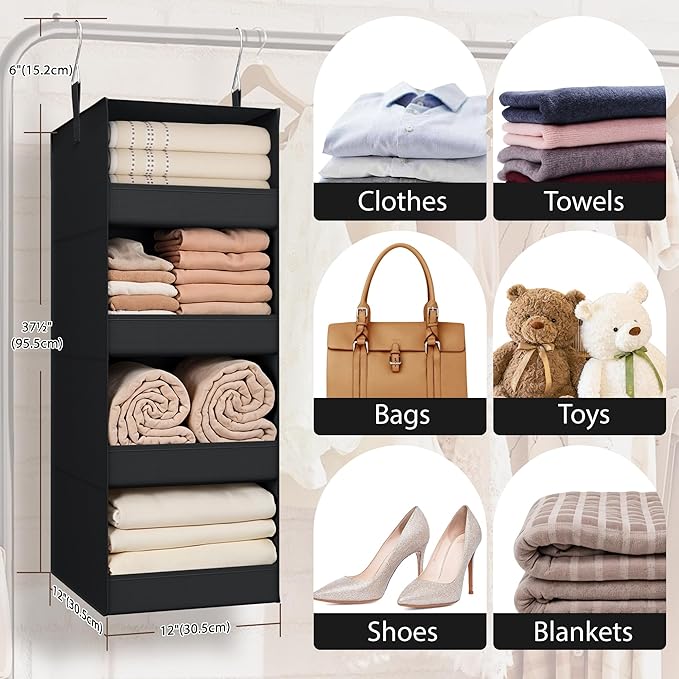 GRANNY SAYS 4-Shelf Hanging Organizer, Wall Mount, Fabric, 1-Pack-NeatNest