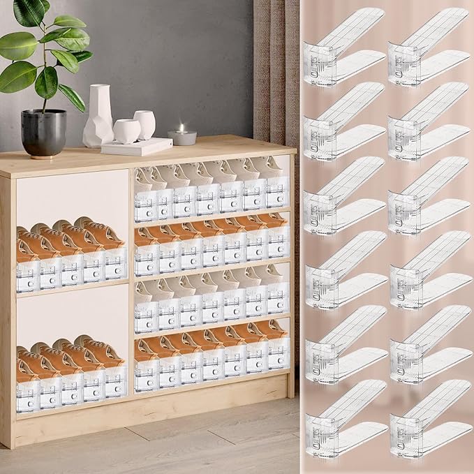 Shoe Slots Organizer for Closet,6 Pack Shoe Stacker Shoe Rack Organizer for Closet Space Saver Storage Shoe Holder Organization(Transparent)-NeatNest
