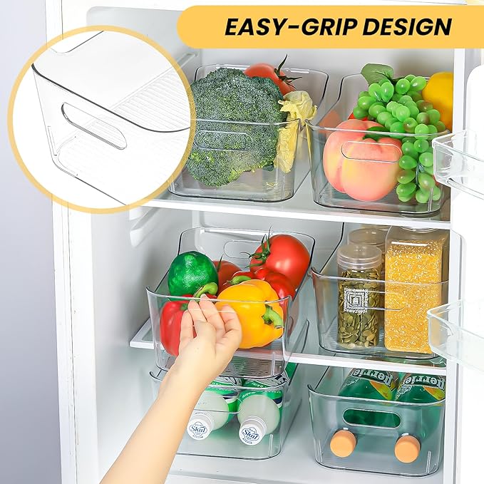 Clear Plastic Storage Bins, Set of 12, Multi-Use Organization and Storage Containers for Pantry, Cabinet, Refrigerator, Freezer, Bathroom, Organizer Bins for Home & Kitchen-NeatNest