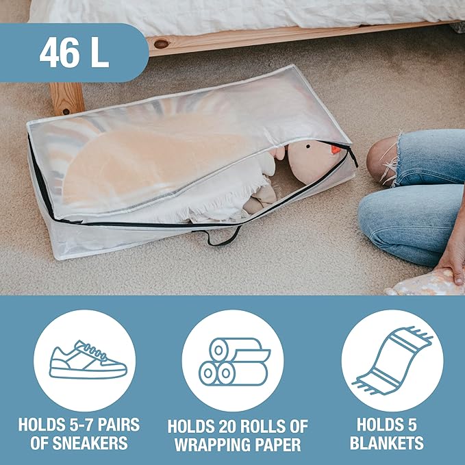 CleverMade Under Bed Storage Bag - Collapsible Storage for Shoes and Clothes Easy Use - Heavy Duty Utility Bag Home-NeatNest