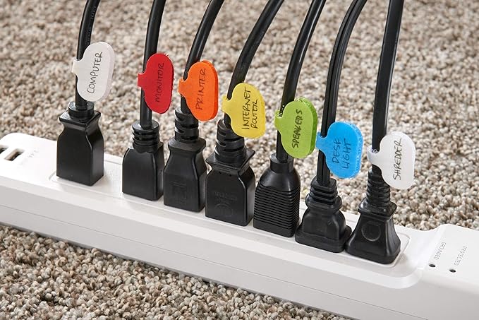 Cable Labels by Wrap-It Storage, Regular, White (36 Pack) - Write On Cord Labels, Wire Labels, Cable Tags and Wire Tags for Cable Management and Electronics, Computers. Great Stocking Stuffer-NeatNest