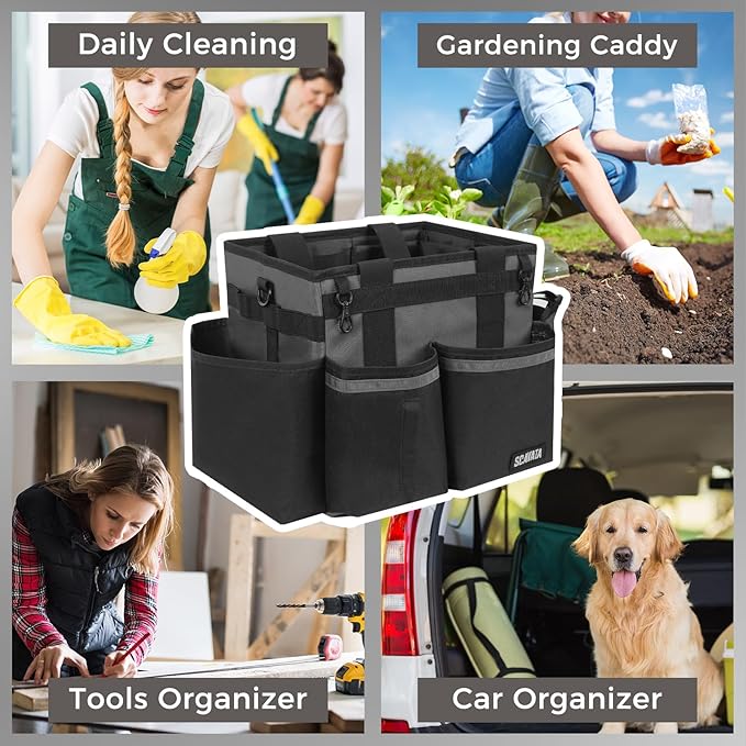 Compact Wearable Cleaning Caddy, Small Cleaning Caddy Supplies Organizer with Handle & Shoulder Straps for Housekeepers, Under Sink & Car Cleaning Tool Organizers Bag (DarkGrey)-NeatNest