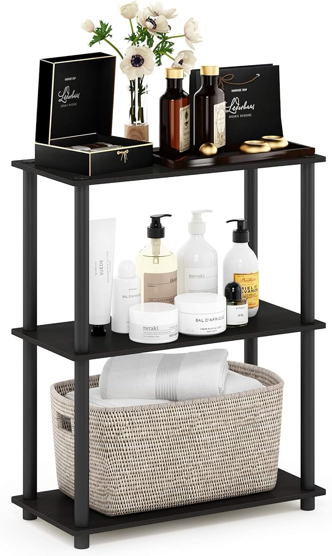 Furinno Turn-N-Tube Display Rack, 3-Tier Single, Espresso/Black-NeatNest