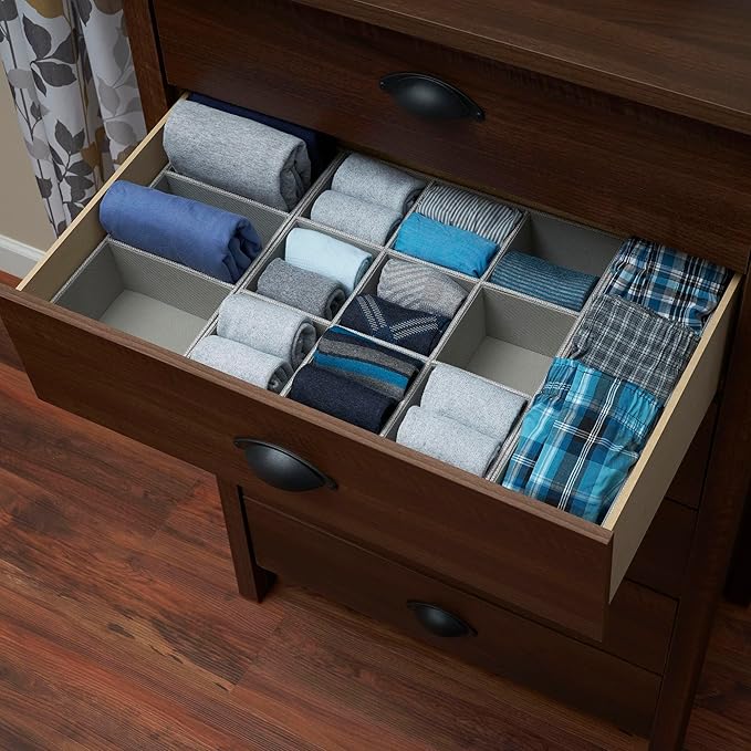 Household Essentials Grey 727-1 Deep 3 Section Drawer Organizer Box for Storage | 12 in x 6.13 in x 3.13-NeatNest