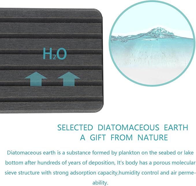 2 PCS Water Absorbent Diatomite Coasters Rectangle, Grooved Design, Water Absorbing Stone Used for Hand Soaps & Plants & toiletries in The Modern Home-NeatNest