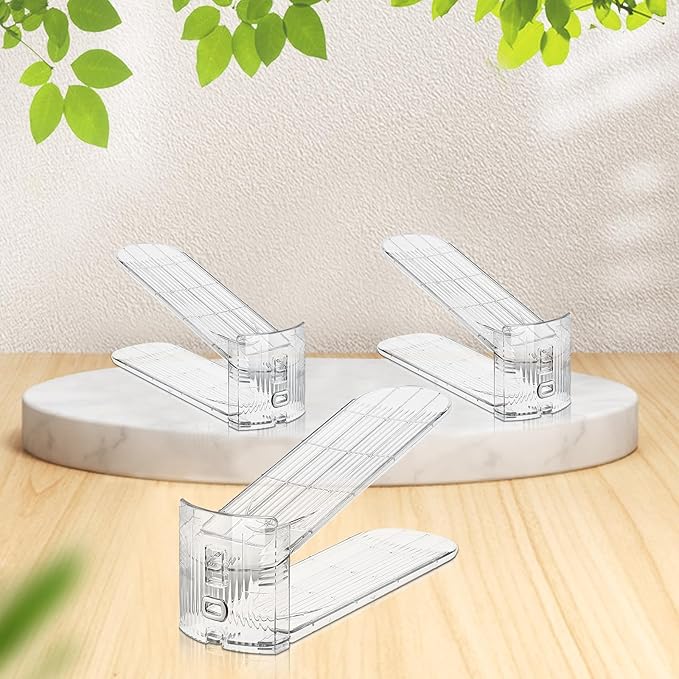 10 PACK Transparent Shoe Stacker,Shoe Slots Organizer for Closet, Shoe Display Space Saver,Adjustable Shoe Rack Organizer Holder for High Heels,Sneakers(Transparent)-NeatNest