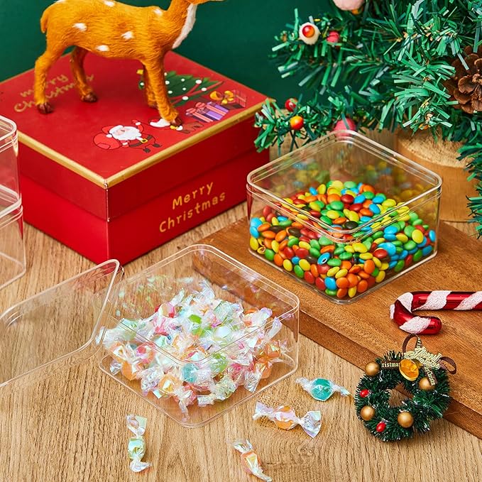 Blulu 8 Pieces Clear Acrylic Plastic Jewelry Box Mini Storage Box Mini Cube Containers with Lids for Candy Pill and Tiny Jewelry(Rectangle,3.94 x 3.94 x 2.36 Inch)-NeatNest