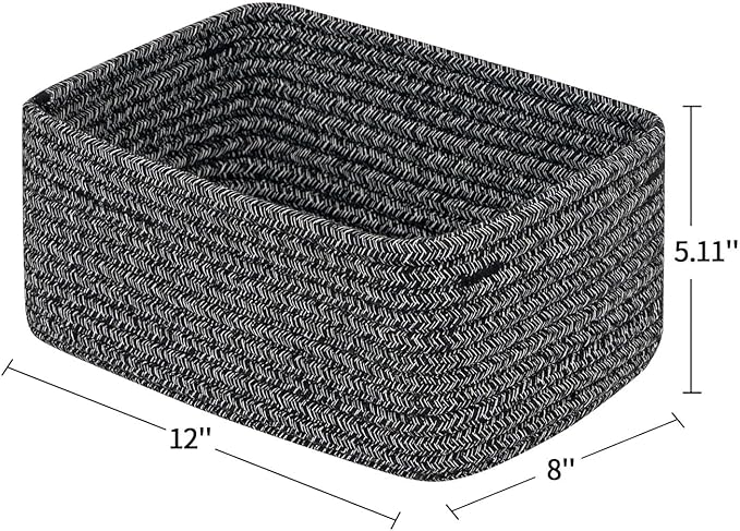 CubesLand Mixed Black Baskets Bins for Organizing,Small Woven Storage Baskets for Shelves,Cute Closet Cube Bins Set 3,Baby Nursery Cube Organizer Toys Basket Bin,Home Decor Organization Bins-NeatNest