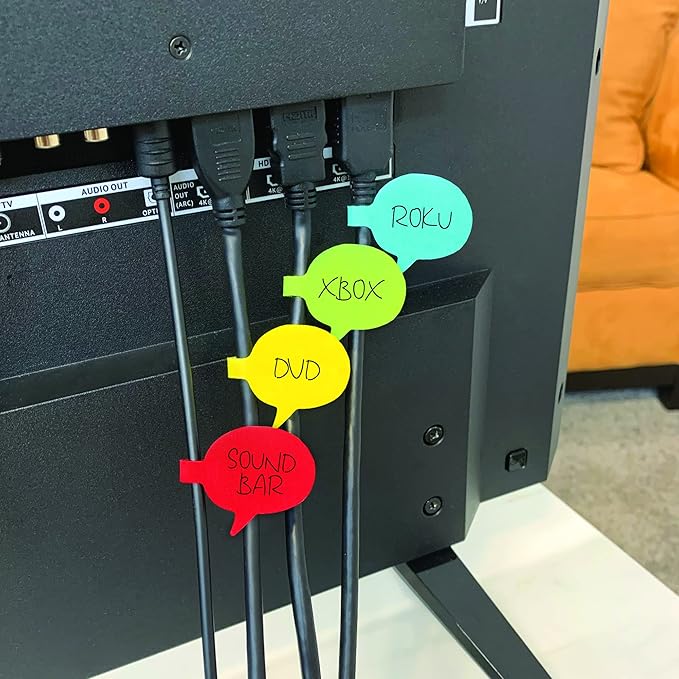 Wrap-It Multi-Color (36-Pack) Storage Cable Labels - Speech Bubbles, Wire Tags for Cable Management and Organizer-NeatNest