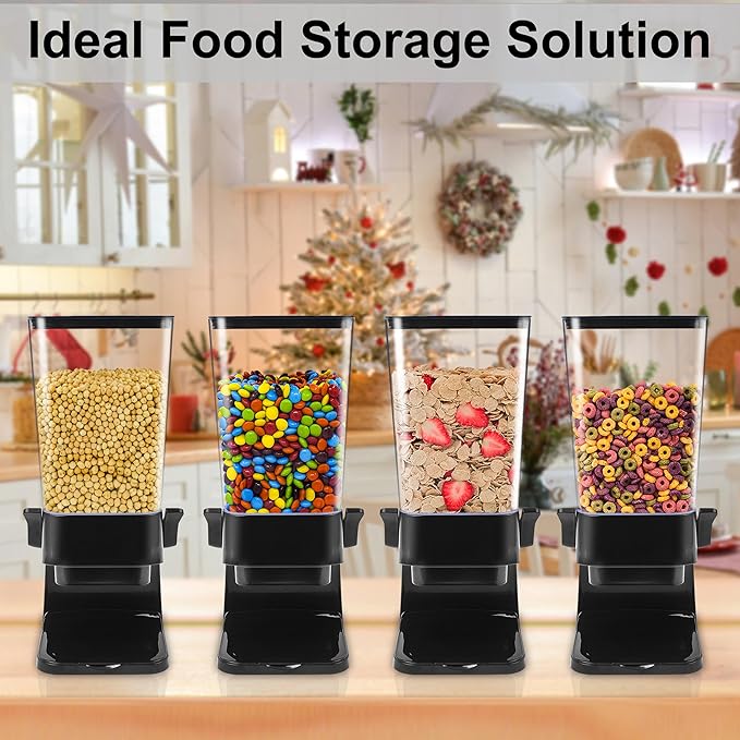 Cereal Dispenser Countertop with Lids, 5L Organization and Storage Containers for Kitchen and pantry, Rice Dispenser for food, Cereal, Beans, Nuts, Snack,Oatmeal, Dog Food, Bird Seed, Black, 3Pc-NeatNest