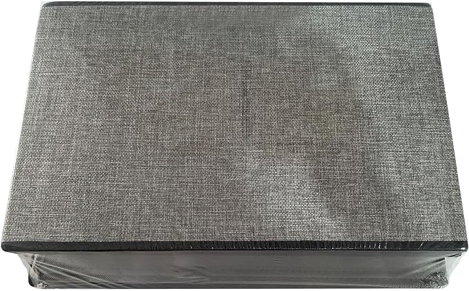 Clothing Storage Bins, Blanket Baskets for Shelves, Fabric Cubes with Handles and Lids, Decorative Linen Closet Organizers Boxes, Gray, 5 Pack, 16.5 x 11.8 x 10.2 Inch-NeatNest