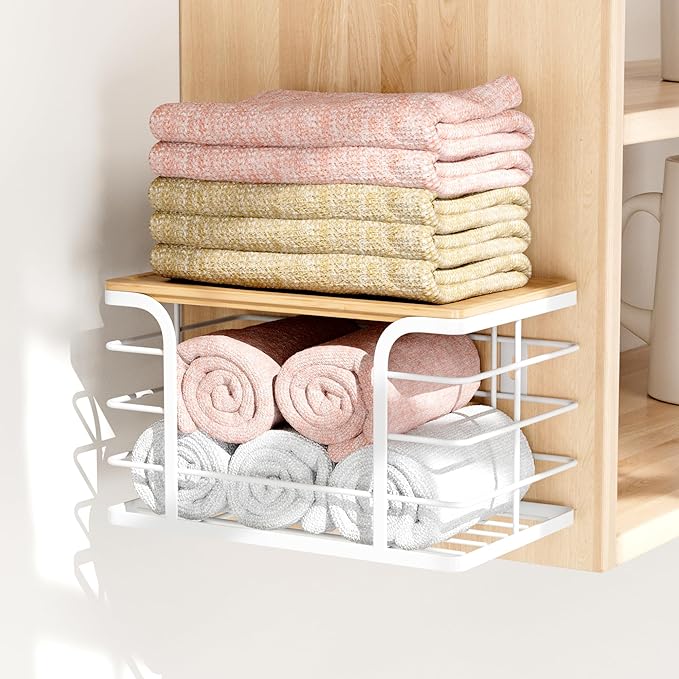 3 Pack Stackable Pantry Organizer,Stainless Steel Trash Bag Holder Dispenser,Kitchen Storage Organization for Kitchen Counter Sink,Laundry Room,Pantry, White-NeatNest