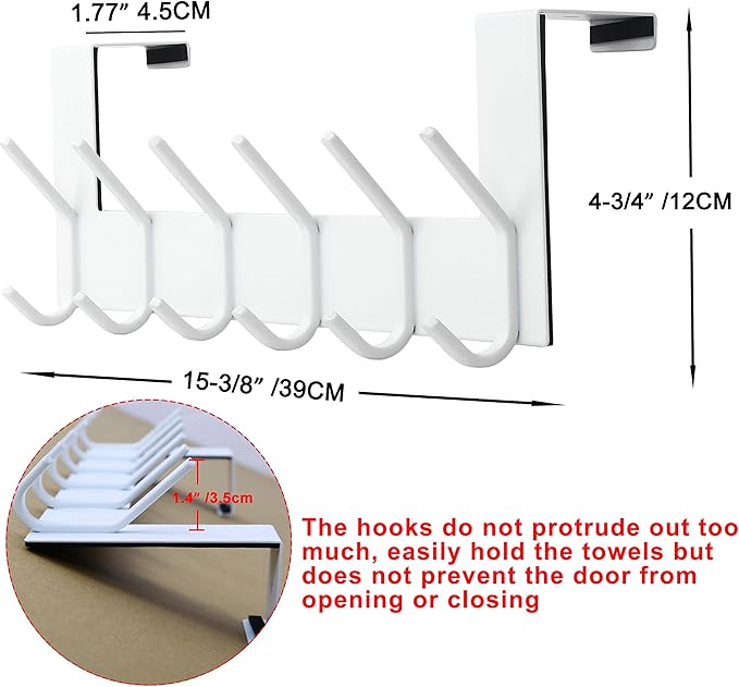 SKOLOO Over The Door Hook - White, No Assembly Required, Stainless Steel, Door Coat Rack for Entryway, Over Door Towel Hooks for Bathroom, Coat Hooks for Hanging Coats, Backpack, Jacket, Robes
