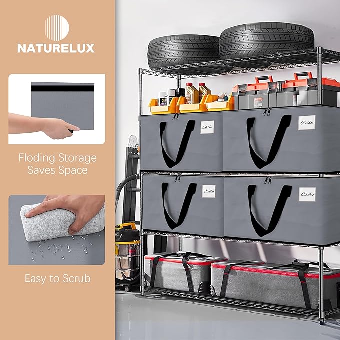 Heavy Duty Moving Bags - Extra Large Packing Bags and Storage Totes, Collapsible and Foldable Option for Moving and Storage, Grey, 93 L - 12 Pack