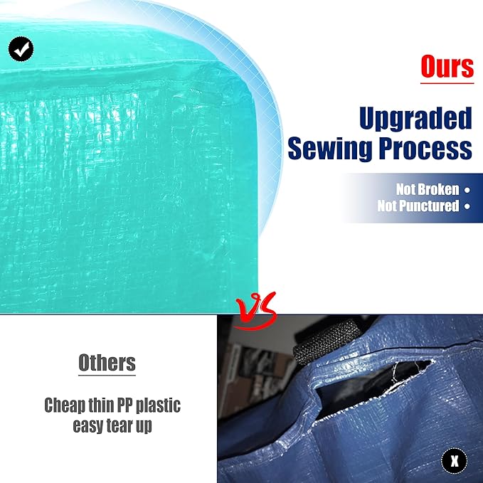 Cosy Family 4 Pack Heavy Duty Extra Large Moving Bags with Backpack Straps - Strong Handles & Zippers, Storage Totes For Space Saving, Fold Flat, Alternative to Moving Box, Aquamarine-NeatNest