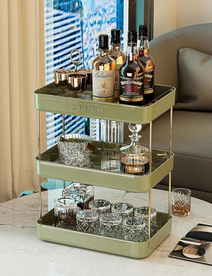 Countertop Coffee Station Organizer | 3-Tier Whisky Glass Tray, Mug Drying Shelf with Removable Drain Tray - Easy to Install, Clean - Spice Rack for Kitchen, Bathroom Counter Organzier-NeatNest