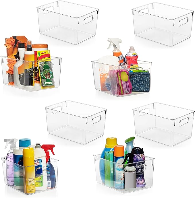 ClearSpace Clear Plastic Storage Bins – Pantry Organizers & Storage Containers, Cabinet Organizer - Home Organization Must Haves for Kitchen, Laundry Room, Office, Closet, Garage & Freezer-NeatNest