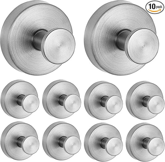 10 Pack Suction Cup Hooks for Shower, Suction Cup Towel Hooks for Bathrooms, Adhesive Wall Hook, SUS304 Waterproof Stainless Steel Hooks for Bathroom, Bedroom, Kitchen, Hotel and Office