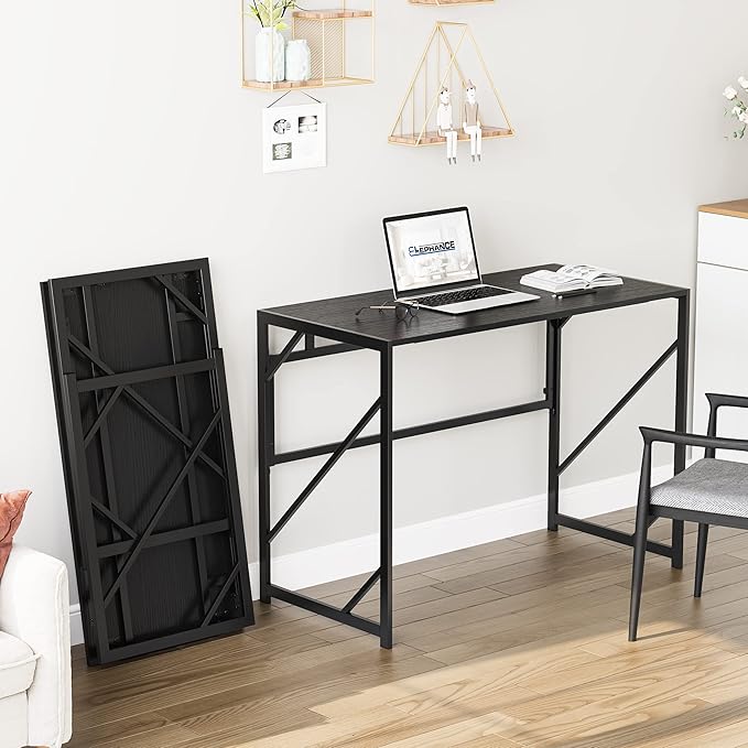 Elephance Folding Desk Writing Computer Desk for Home Office, No-Assembly Study Office Desk Foldable Table for Small Spaces-NeatNest